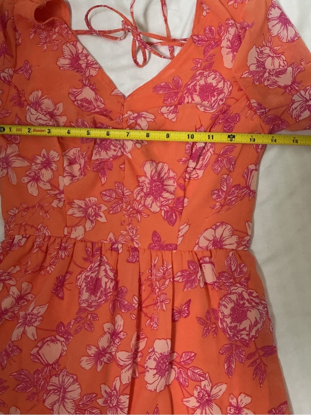 Sincerely Jules Cottagecore  Coral Pink Floral V-Neck Tiered Midi Dress - Picture 7 of 10